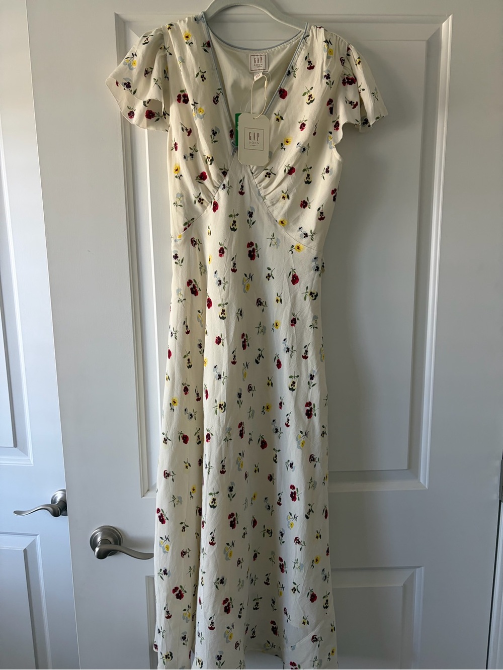 GAP/Doen Cream Floral Wrap Midi Dress